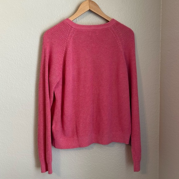 NWT, J Crew Women’s Button Raglan Crewneck Sweater in Heather Pink Coral, Large - Picture 5 of 7
